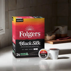 Folgers Black Silk Dark Roast Coffee - Keurig K-Cup Pods - 24ct